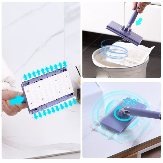 Mini mop s výměnným hadříkem, design rukojeti pro tlačení a tažení s jednorázovým ručníkem