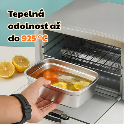 Velká vakuová nádoba na potraviny z antibakteriální nerezové oceli, 1000 ml (19 × 14 × 6 cm)