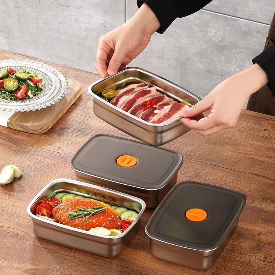 [6 Krabic + 🎁3 Zdarma] Krabice na potraviny z nerezové oceli 316 (20*14*5 cm)