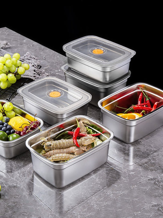 [🎁 Sada 6+3 zdarma] Antibakteriální Vakuová Nádoba Na Potraviny Z Nerezové Oceli, Velká Velikost 1500ml (19 x 14 x 8 cm)