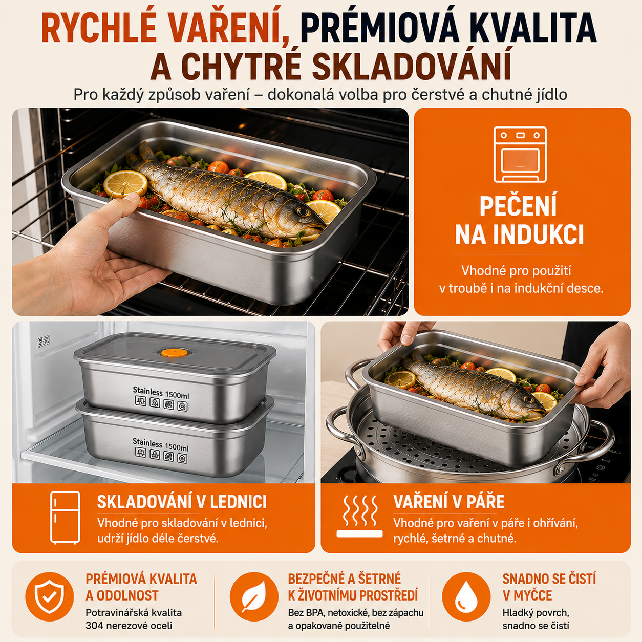 6 + 🎁3 ZDARMA | Potravinové Dózy Z Nerezové Oceli 316 –  Kompaktní, těsné, bez BPA