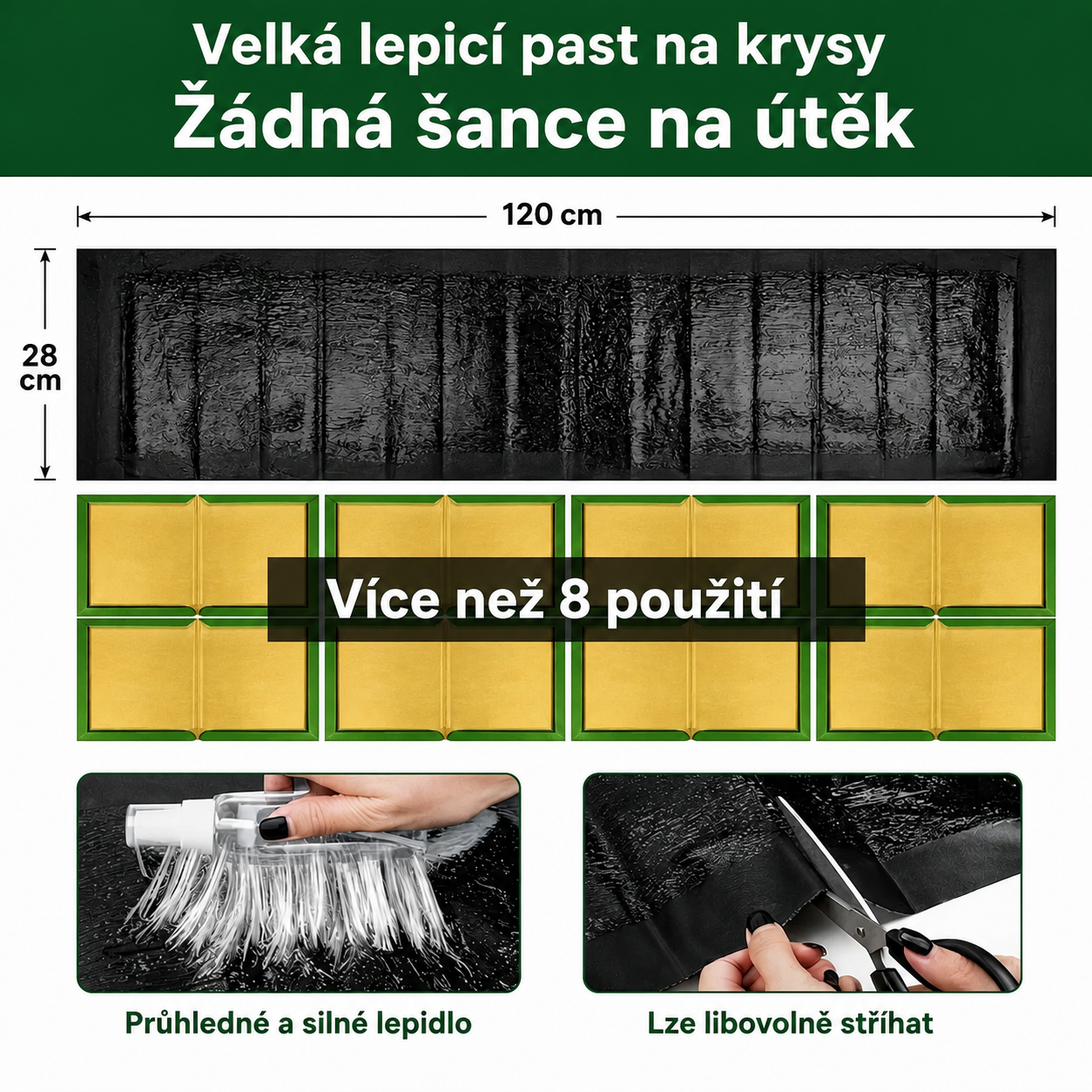 ⚡ Profesionální lepicí pasti – extra velké pro rychlejší odchyt (2 m × 27,5 cm)