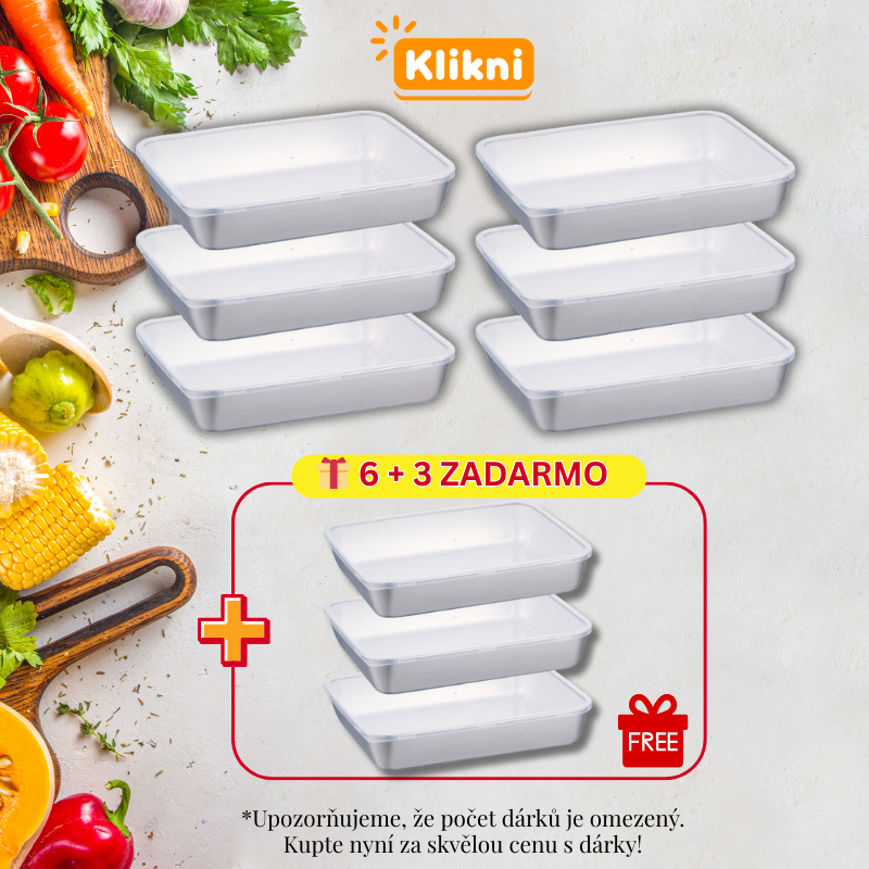 [🎁 Sada 6+3 zdarma] Nerezové nádoby SUS304 - zdravé, prvotřídní a vhodné do mikrovlnné trouby (25 x 20 x 6 cm)