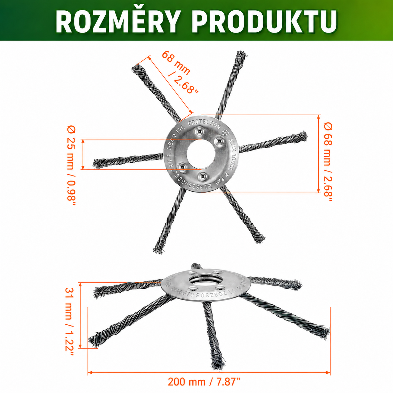 ⚜️Strunová Hlava Se 6 Nerezovými Ocelovými Lany — Proti Zasekávání Trávy