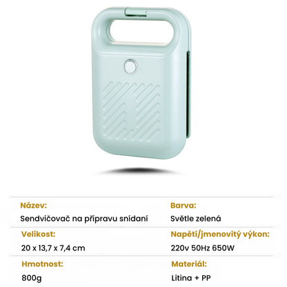 Kompaktní a nepřilnavý sendvičovač s výkonem 650W