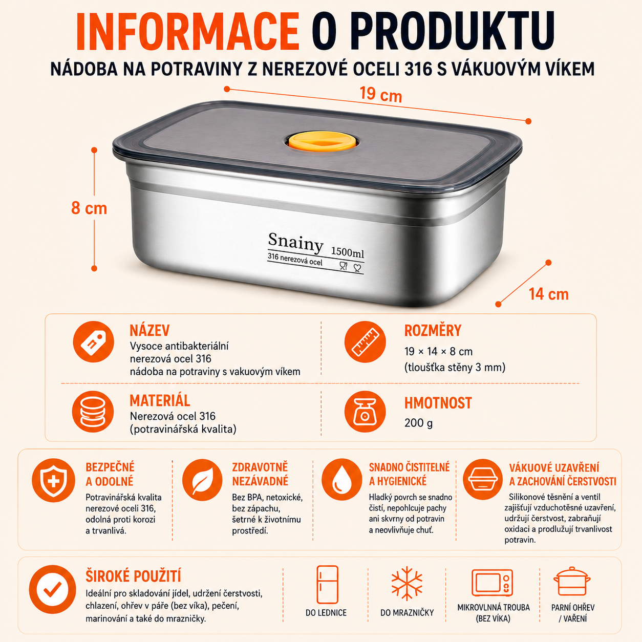 6 + 🎁3 ZDARMA | Potravinové Dózy Z Nerezové Oceli 316 –  Kompaktní, těsné, bez BPA