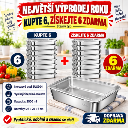 Nádoba z nerezové oceli 304 o objemu 2500 ml – Bezpečné a praktické řešení pro uchovávání potravin (25×20×6 cm)