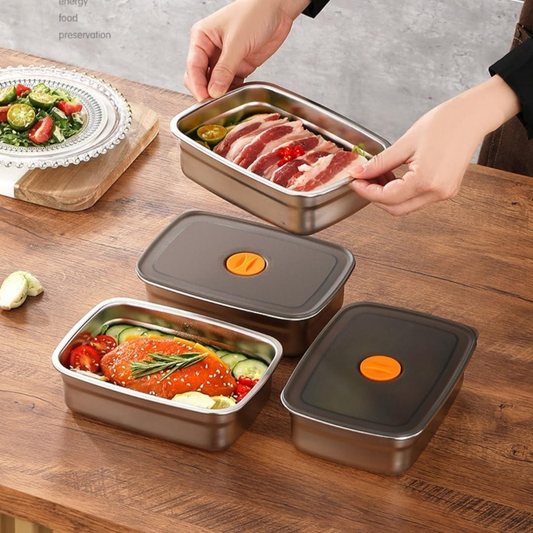 🍱 Nádoba na potraviny z nerezové oceli 316 s vakučním víkem – 1000 ml (19*13,5*5,5cm)