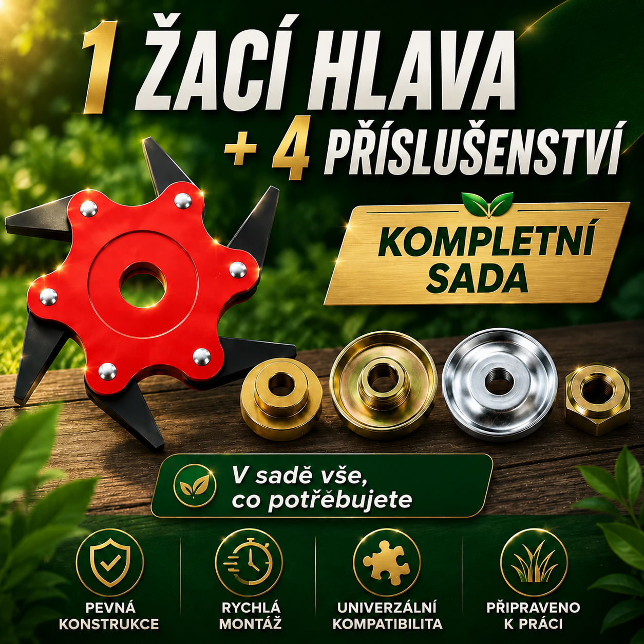 [🎁 4 PŘÍSLUŠENSTVÍ ZDARMA] – Žací kotouč se 6 čepelemi z manganové oceli
