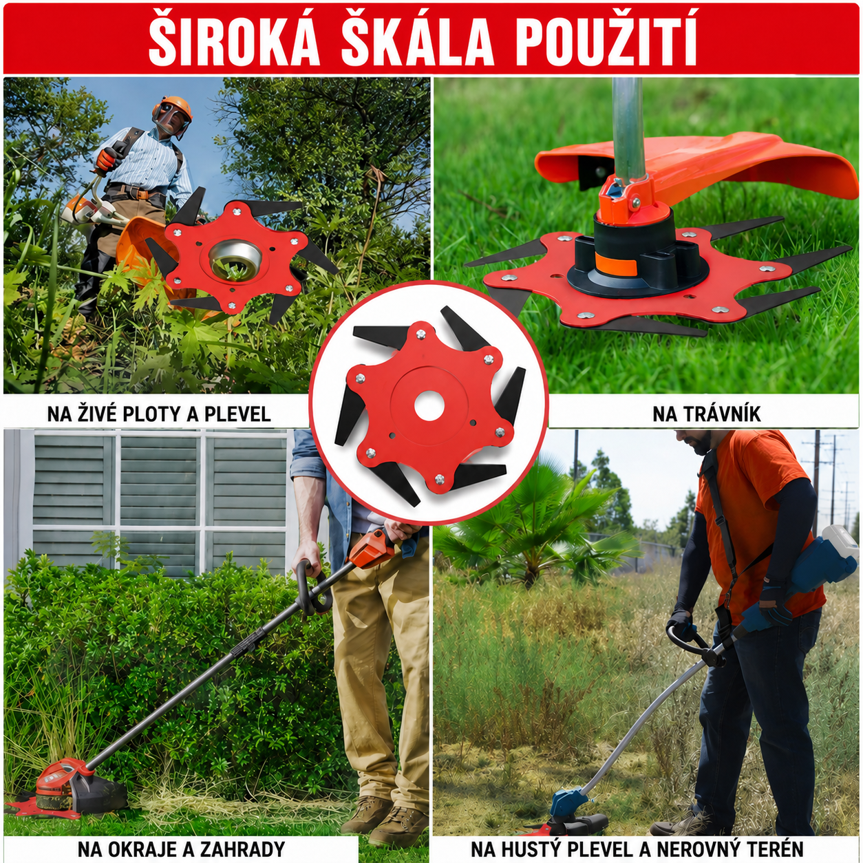 6zubá ocelová žací hlava pro vyžínač (včetně příslušenství)