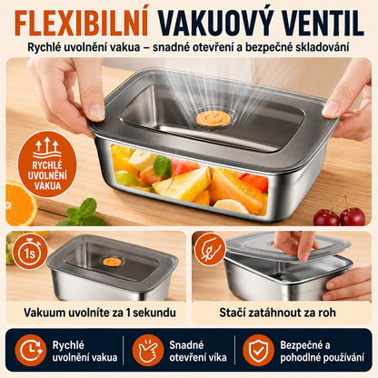 🥘 (6 + 🎁3 ZDARMA) Vakuová nádoba z oceli 316, 1000ML — německá kvalita | Čerstvé jídlo 5× déle
