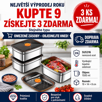 Nádoba z nerezové oceli 316 o objemu 1500 ml – Bezpečné a praktické řešení pro uchovávání potravin (19 × 14 × 8 cm)