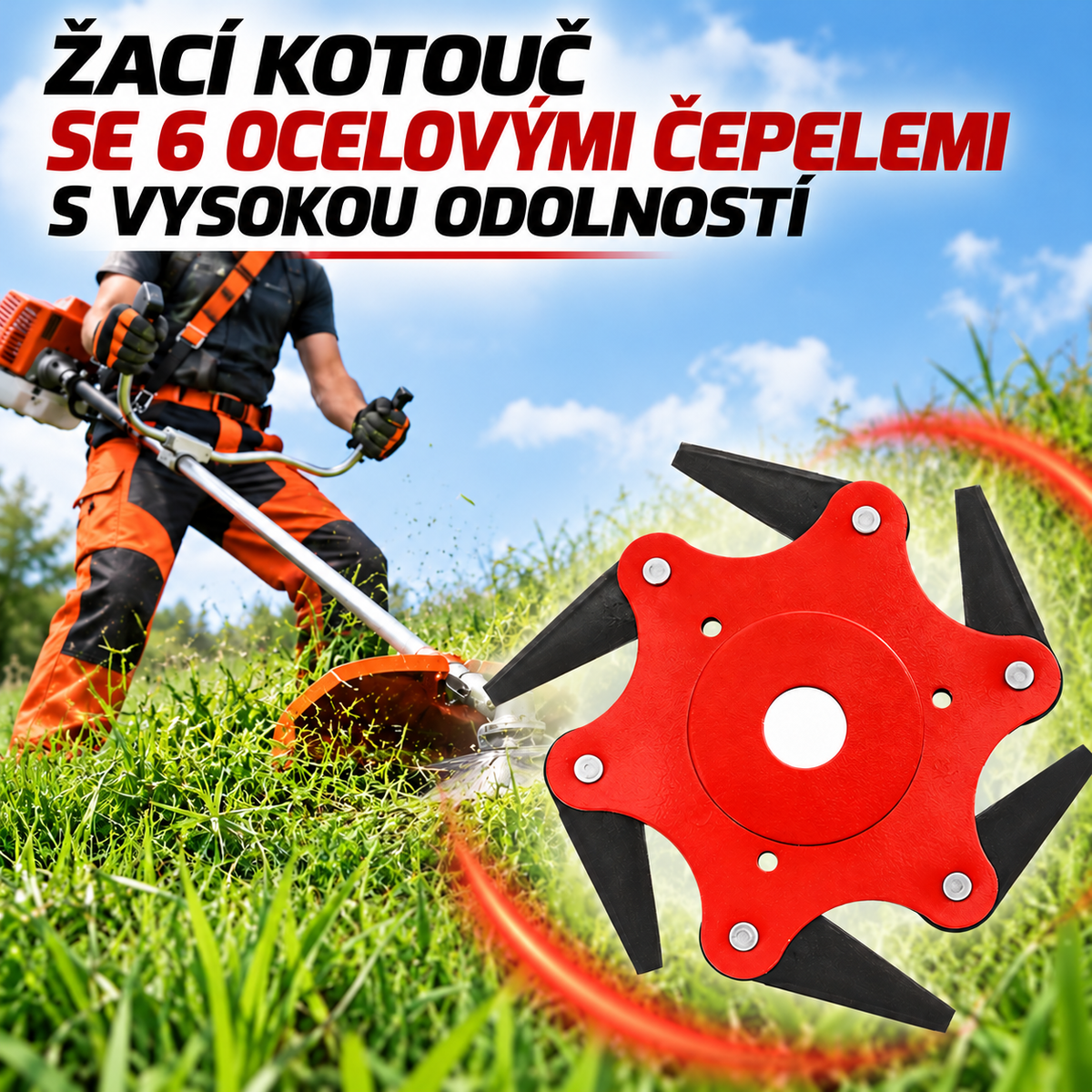 Žací kotouč na trávu se 6 ocelovými zuby (příslušenství součástí balení)