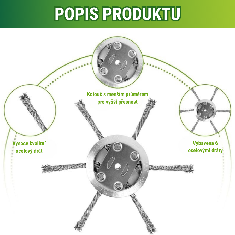 🇨🇿 Žací hlava se 6 pletenými ocelovými čepelemi