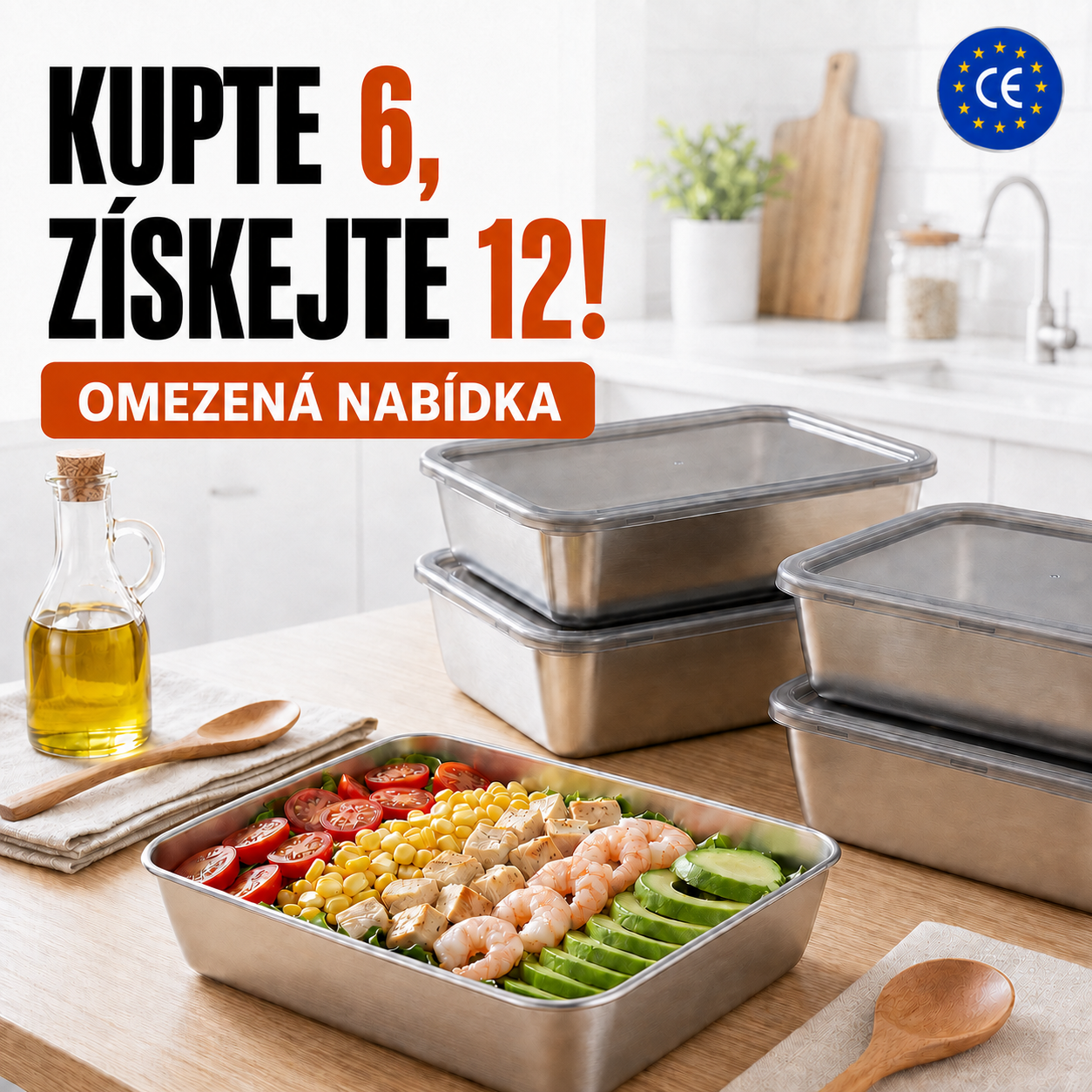 NEREZOVÁ NÁDOBA NA POTRAVINY SUS304 – 2400 ML – 25 × 20 × 6 CM