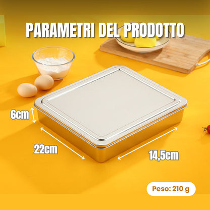 Praktická Nádoba Z Nerezové Oceli 304 S Víkem, Odolná A Snadno Se čistí (COVER22*15*6cm)