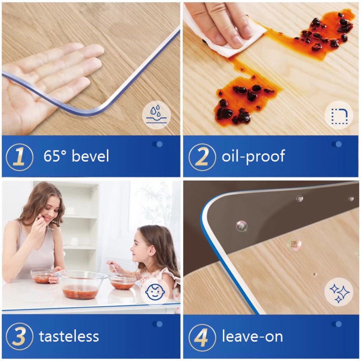 Průhledný PVC ubrus odolný vůči teplu, měkké sklo, silný plast, voděodolný a odolný proti oleji (60*120cm)