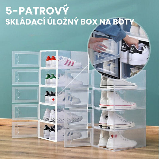 Kombinace 5 Plastových Krabic Na Boty V Bílé Barvě (33x23x14 cm)