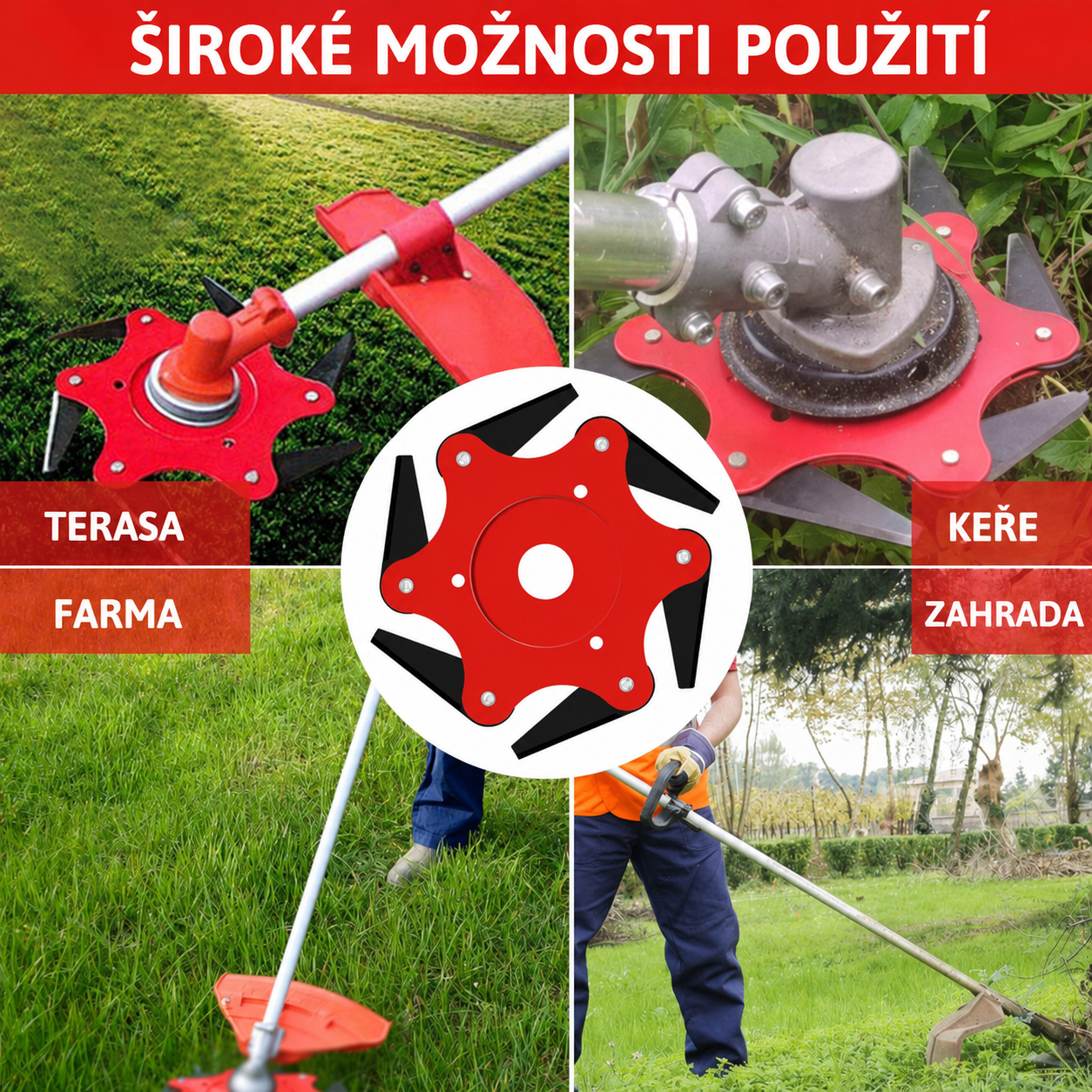 Nůž na trávu se 6 ocelovými zuby (příslušenství je součástí balení)