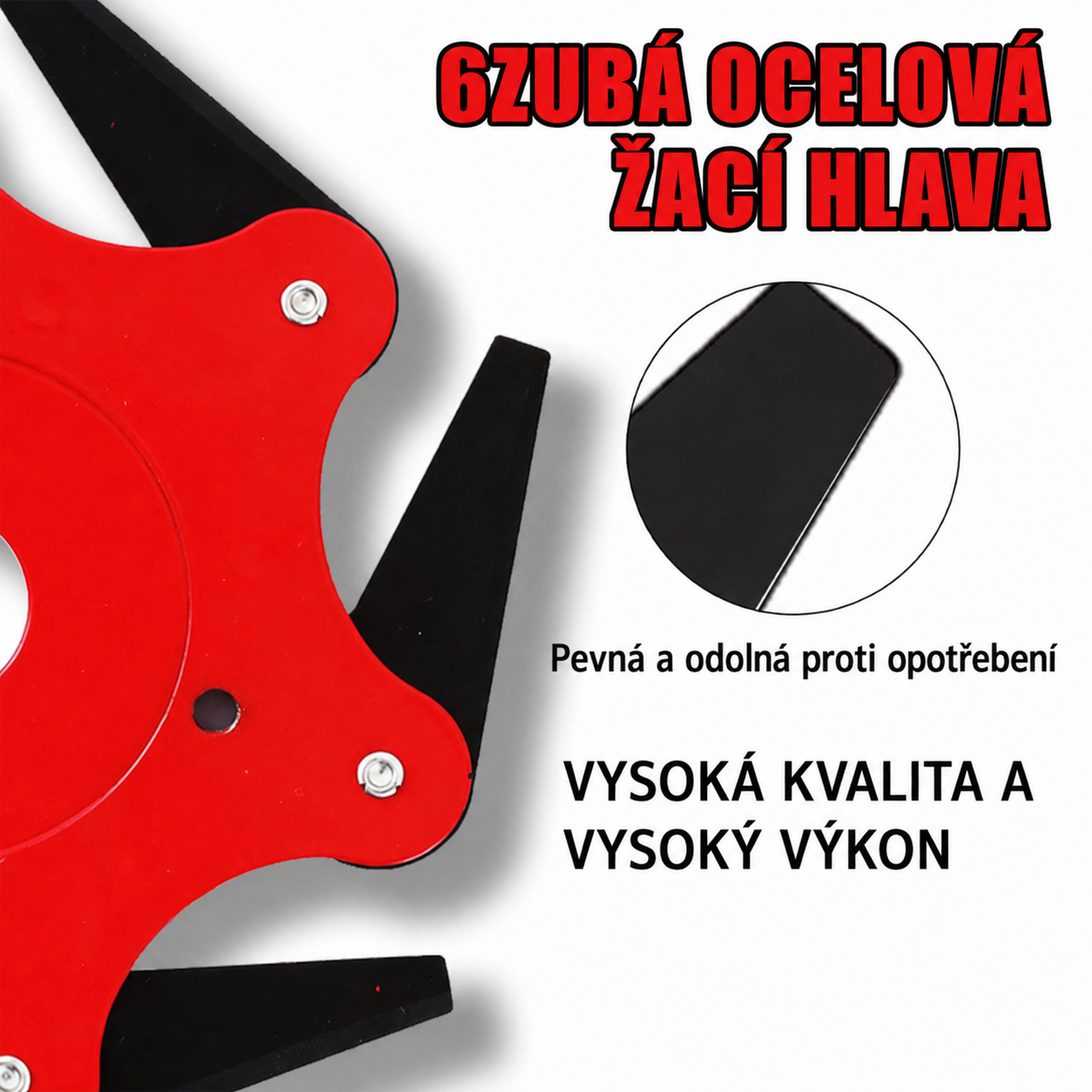 Nůž na trávu se 6 ocelovými zuby (příslušenství je součástí balení)
