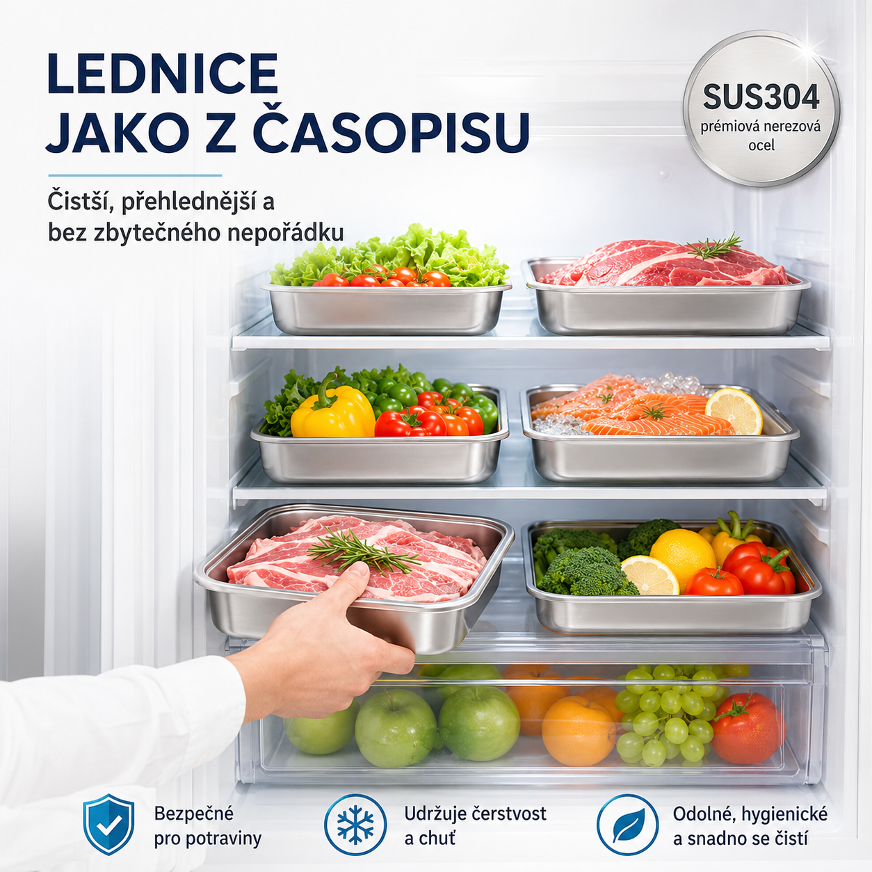 Nádoba z nerezové oceli 304 o objemu 2500 ml – Bezpečné a praktické řešení pro uchovávání potravin (25×20×6 cm)