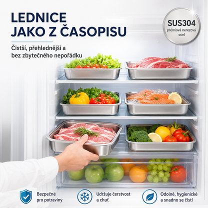 Nádoba z nerezové oceli 304 o objemu 2500 ml – Bezpečné a praktické řešení pro uchovávání potravin (25×20×6 cm)