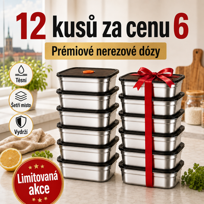 12 kusů za cenu 6 | Nerezové dózy 316L s vakuovým víkem (1000 ml)