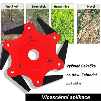 Řezací hlava má 6 super odolných čepelí z manganové oceli (příslušenství je součástí balení)