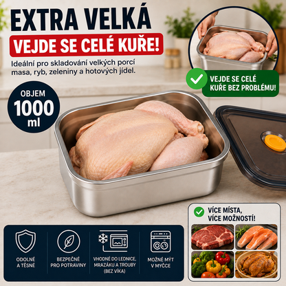 ✨ [🎁ZÍSKEJTE 12, ZAPLAŤTE 6] Potravinové Dózy Z Nerezové Oceli 316 ( Velká velikost – 1000 ml)