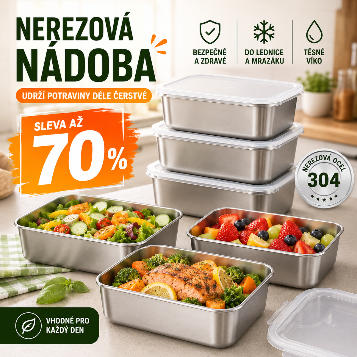 SLEVA 70% | Nerezová Nádoba Na Potraviny V Japonském Stylu (13x10x5 cm)
