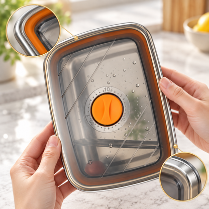 Nádoba z nerezové oceli 316 o objemu 1500 ml – Bezpečné a praktické řešení pro uchovávání potravin (19 × 14 × 8 cm)