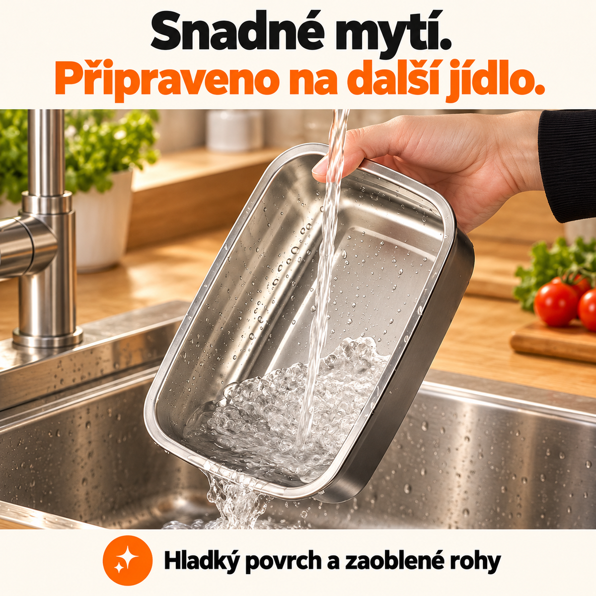Vakuová dóza na potraviny z nerezové oceli 316 (19 × 14 × 6 cm)