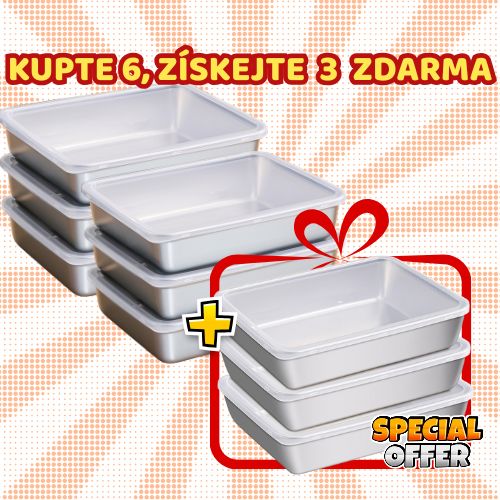 [Set 6 + 🎁 3 ZDARMA] S304 Nerezový Tác Na Jídlo (25x20x6cm)
