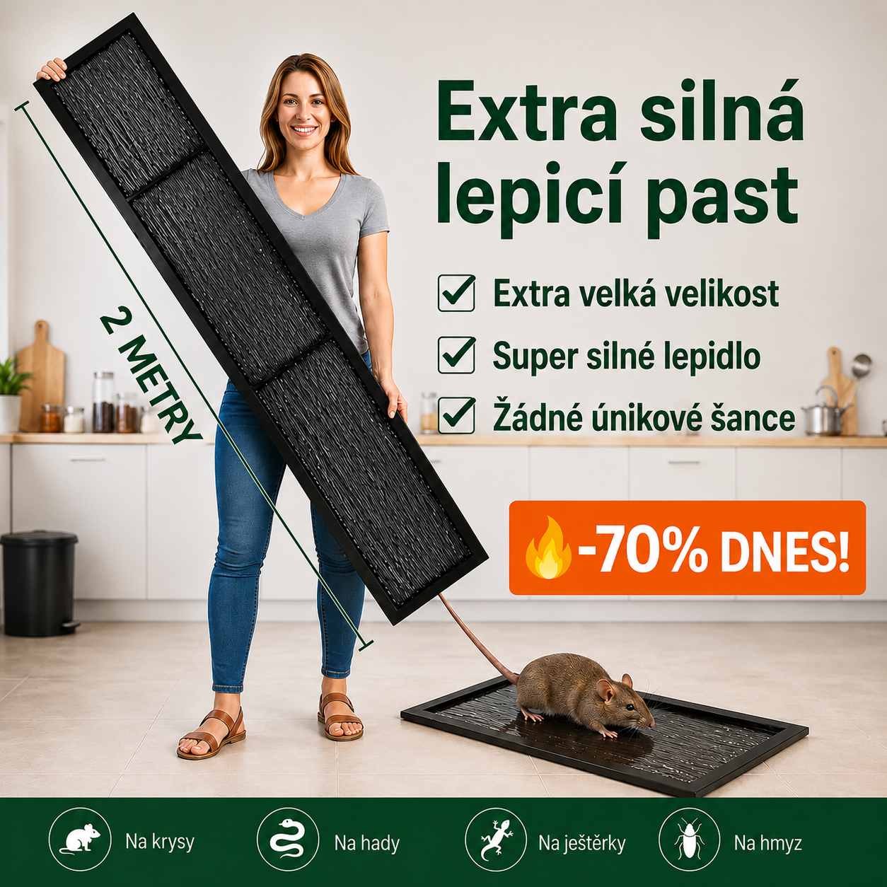 ⚡ Profesionální lepicí pasti – extra velké pro rychlejší odchyt (2 m × 27,5 cm)