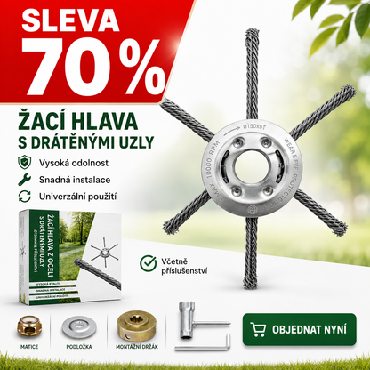 ⚜️SLEVA AŽ 70 % | Strunová Hlava Se 6 Nerezovými Ocelovými Lany — Proti Zasekávání Trávy
