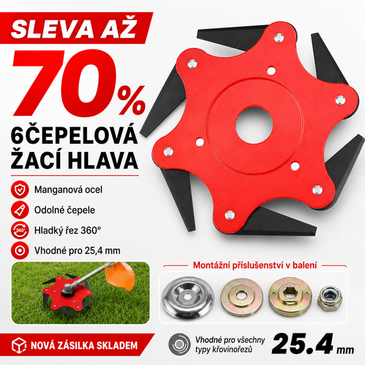 ⚜️SLEVA AŽ 70 % | Žací Hlava Se 6 Čepelemi Z Manganové Oceli (Příslušenství Je Součástí Balení)