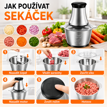 Multifunkční elektrický sekáček na potraviny 2 L