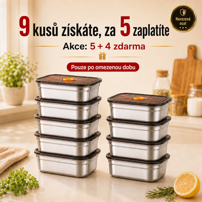 Nerezové dózy 316L s vakuovým víkem — sada 12 ks (platíte jen 6)