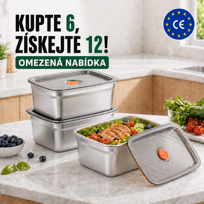 Antibakteriální Vakuová Nádoba Na Potraviny Z Nerezové Oceli, Velká Velikost 1500ml (19 x 14 x 8 cm)